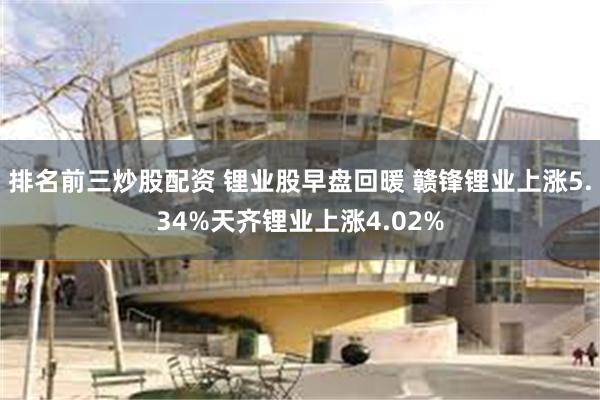 排名前三炒股配资 锂业股早盘回暖 赣锋锂业上涨5.34%天齐锂业上涨4.02%