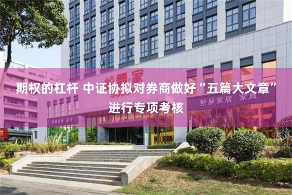 期权的杠杆 中证协拟对券商做好“五篇大文章”进行专项考核
