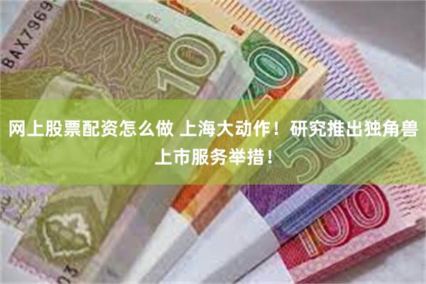 网上股票配资怎么做 上海大动作！研究推出独角兽上市服务举措！