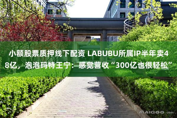 小额股票质押线下配资 LABUBU所属IP半年卖48亿，泡泡玛特王宁：感觉营收“300亿也很轻松”